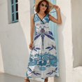 thumbnail image 5 of Dragonfly Print Womens Night Club Maxi Dress V Neck Sleeveless Bohemia Long Dresses, 5 of 9