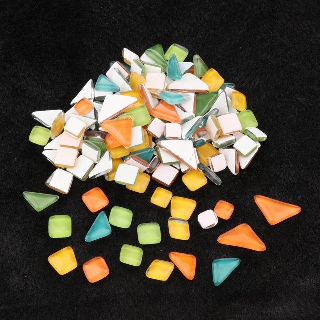 pitrice Bright Mosaic Tiles Assorted Craft Glass Pieces Stones Orange