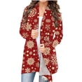 thumbnail image 2 of Camiseta de manga larga para mujer a la moda, cárdigan de Navidad con frente abierto de otoño, prendas de vestir exteriores holgadas, blusa estampada, abrigo, Tops Fridja po3269, 2 of 5