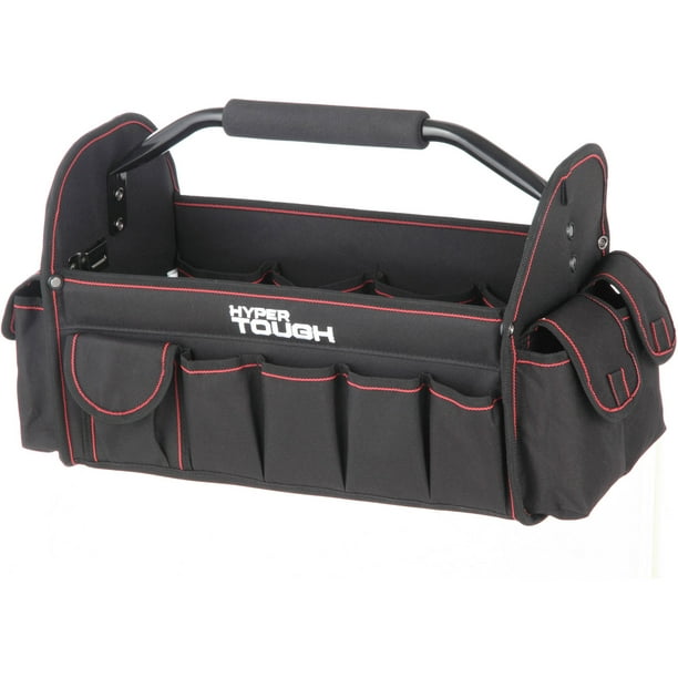 Hyper Tough 16 inch Open Top Tote Polyester Tool Bag with Soft Grip
