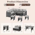 thumbnail image 2 of YODOLLA 7-Piece Patio Funiture Set on Sale, Outdoor Sectional Sofa Couch with Dining Table, Patio Conversation Set in Gray Wicker& Gray Cushions, 2 of 8