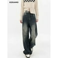 thumbnail image 2 of Ropa de calle Harajuku, moda Retro, pantalones vaqueros de cintura alta para mujer, pantalones vaqueros holgados rectos de pierna ancha Y2K, pantalones holgados, 2 of 5