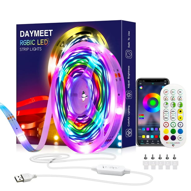 Daymeet Luces LED para TV, Luces de TV con retroiluminación LED Luces de TV LED RGB Luces de Tira LED USB para TV Luces LED Sincronización con música Control de aplicación Bluetooth Luces LED para Dor