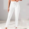 thumbnail image 2 of Drawstring Waist Yoga Pants with Side Pockets High Waisted Tummy Control Workout Leggings Gym Tights for Women Fitness Gifts for Women | CSEONE,White XL, 2 of 9