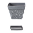 thumbnail image 2 of Yakvarog 8" Square Plastic Flower Pots with Tray, Vintage Embossed Vine Planter, Lightweight Durable Ceramic-Look Pot for Indoor Outdoor Plants, Succulents, Herbs, Home Garden Decor, 2 of 6