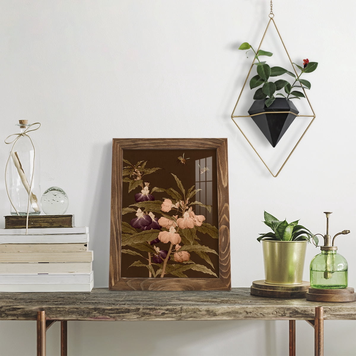Asian Brocade IV - Framed Print w/glass - Walnut