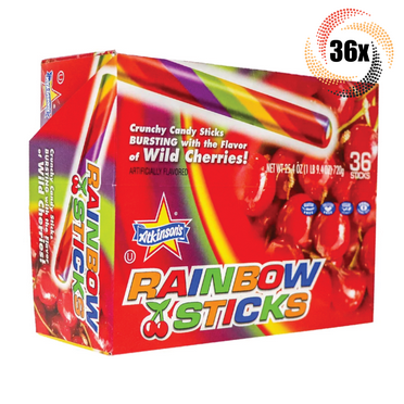 Full Box 36x Sticks Atkinson's Wild Cherries Flavor Rainbow Candy Sticks | .7oz
