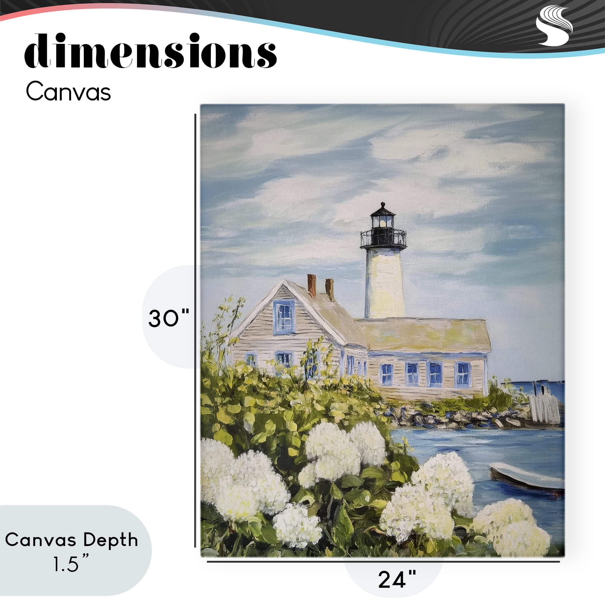 Stupell Industries Lighthouse Scenery with Hydrangeas Canvas Wall Art, design by Sisi and Seb