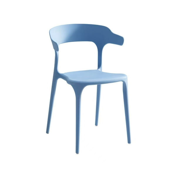 Set of 4 Stackable Chairs: Durable PP & Fiber, Modern Blue/White, Space-Saving Design for Dining Rooms, Offices, Outdoor Patios. Easy Clean, 150KG Capacity.