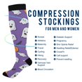 thumbnail image 2 of FORMRS Womens Knee High Socks Casual Long Thick Travel Daily Wear, 2 Pairs, Halloween Ghosts Purple, 2 of 6