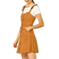 thumbnail image 5 of INSPIRE CHIC Women's Faux Suede A Line Short Button up Overall Dresses XL Brown, 5 of 7