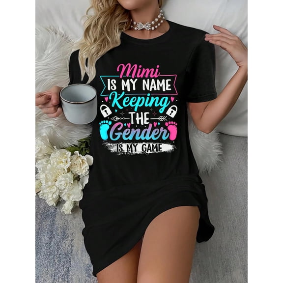 Gender Reveal Keeper of The Gender Mimi Baby Shower T-Shirt Dress Casual Summer Dress Everyday Outfit