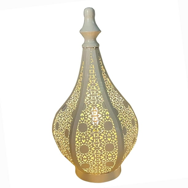 Lámpara de mesa, linterna, luz de escritorio, luz de noche para interiores y exteriores, lámpara de noche de hierro 16x16x33cm Punto redondo