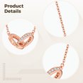 thumbnail image 3 of Collar de círculos entrelazados de oro rosa, cadena de acero de titanio, colgante delicado, longitud ajustable de 19,10 pulgadas, joyería elegante para mujer, 3 of 5