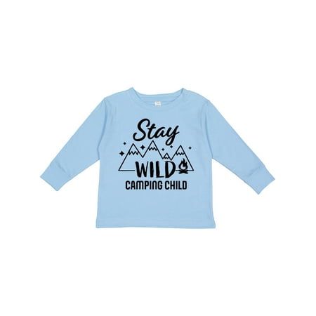 

Inktastic Stay Wild Camping Child with Mountains and Fire Gift Toddler Boy or Toddler Girl Long Sleeve T-Shirt