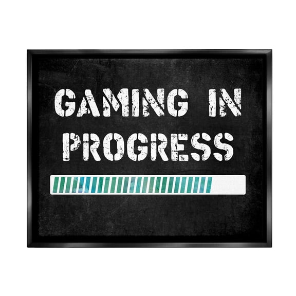 Stupell Industries Gaming In Progress Bar Inspirational Painting Black Floater Framed Canvas Art Print Wall Art, 21 x 17