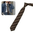 thumbnail image 2 of Brown Checkered Striped Pre-Tied Neck Tie Japanese College JK Uniform Bowtie, 2 of 21