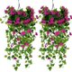thumbnail image 1 of Planta de colgación artificial, 2 piezas de gloria de la mañana de seda plantas colgantes falsas, cestas colgantes de 39 pulgadas, flores artificiales flores de vides para el porche del porche del ba, 1 of 3