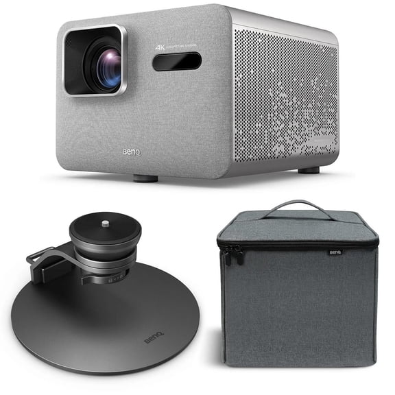 BenQ TK705i 4K Ultra HD HDR LED DLP Smart Home Theater Projector, Silver WITH BENQ DESKTOP PROJECTOR STAND AND BENQ CARRY CASE BAG