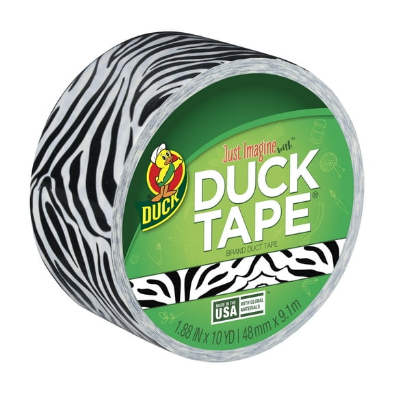 Duck 1.88" x 10 yd. Black White Zebra Print Rubber Adhesive Duct Tape