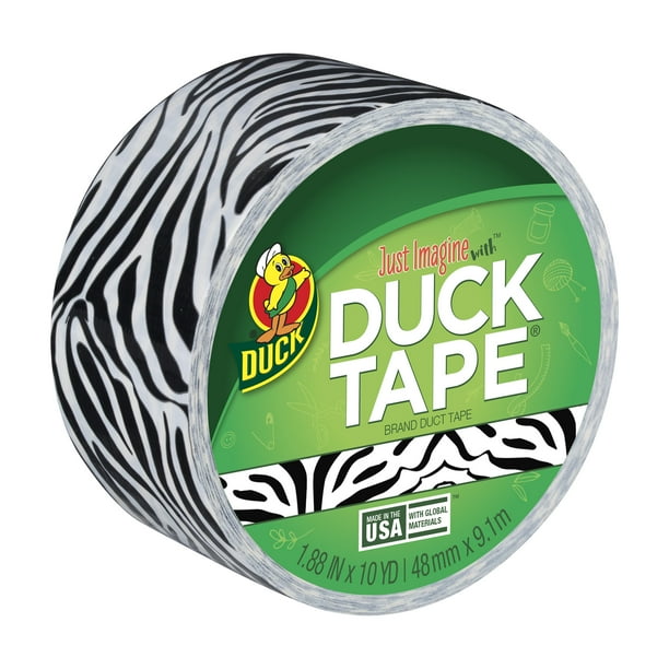 Duck 1 X 10 Yd Black White Zebra Print Rubber Adhesive Duct Tape Walmart Com