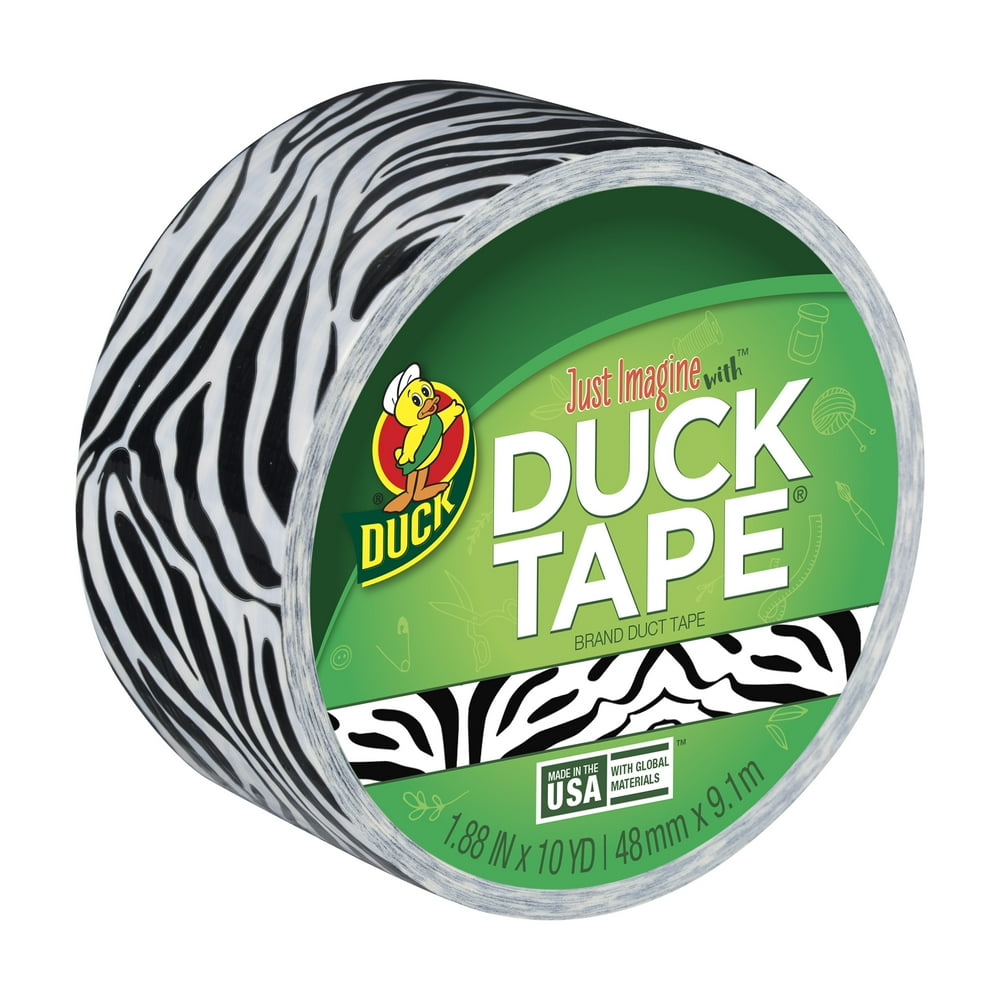 Duck 1.88" x 10 yd. Black White Zebra Print Rubber Adhesive Duct Tape