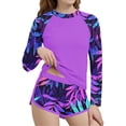 thumbnail image 3 of MKOSPLRT 2 Piece Girls Rash Guard Set Long Sleeves Swimsuit Quick Dry Swimwear Beach Shorts Summer Bathing Suits for 6-15 Years, 3 of 6
