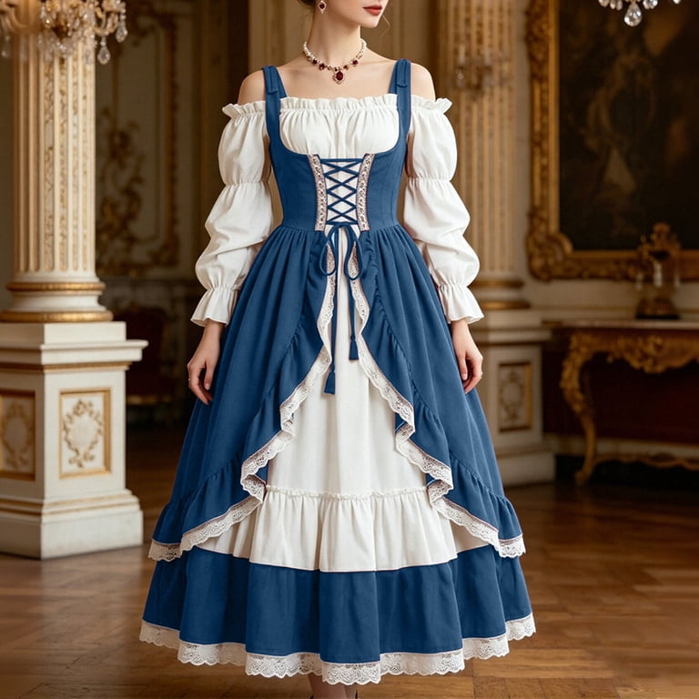 crochet victorian dress Cream Linen Size:us-12 longue robe BVOFAR Renaissance Costume Women Perfect for Renaissance fairs