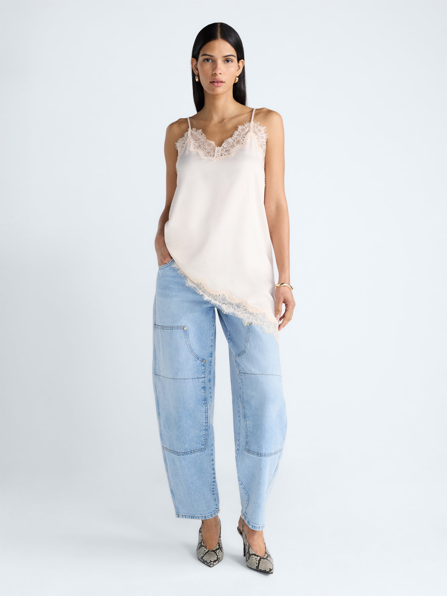 Devil Wears Prada Scoop Collection Women's Asymmetrical Lace Cami, Sizes XS-XXL