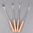 thumbnail image 4 of LEORX Party Cutlery Fondue Forks Wood 6pcs Long Handle Stainless Steel Utensil, 4 of 8