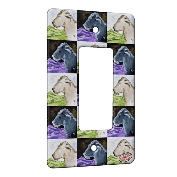 KuzmarK™ 1 Gang Rocker Wall Plate - Irish Wolfhound in Summer Landscape Dog Pattern Art by Denise Every