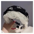 thumbnail image 2 of Korean Double Pearl Rhinestone Headband Lace Braided Hairband Hair Hoop Bezel Crystal Headbands for Women Girl Hair Accessories, 2 of 5