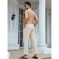 thumbnail image 5 of YOUJIOU Men's Cotton Linen Loose Pants Casual Drawstring Elastic Waist Beach Trousers, S, 5 of 7