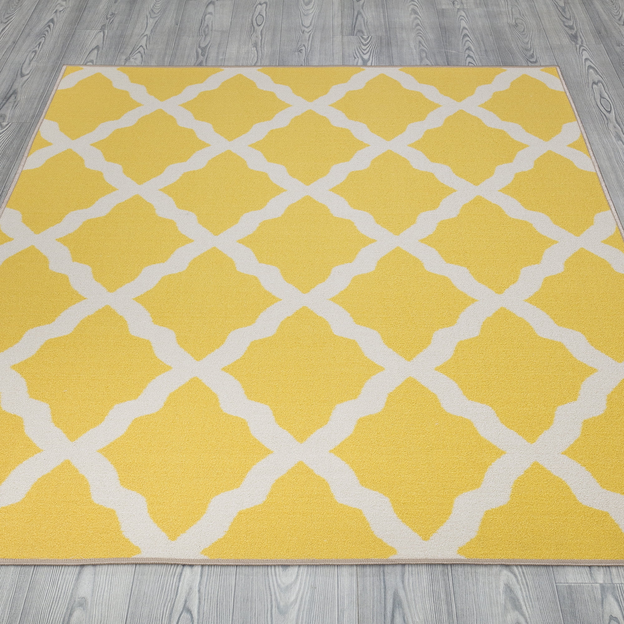 Sweet Home Stores Clifton Non-Slip Rubberback Moroccan Trellis 5x7 Indoor Area Rug, 5' x 6'6", Yellow