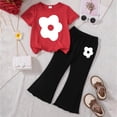 thumbnail image 2 of Summer Outfits for Teen Girls Preppy Y2K Girls Set Kids Short Sleeve Graphic Tee Shirt & Casual Flared Pants, 2 of 3