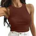 thumbnail image 6 of Juniors T-Shirts Sleeveless Color Tops Solid Women's Tank Short Round Neck Vest Women's Blouse T Shirts for Women, 6 of 6