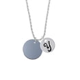 thumbnail image 2 of Delight Jewelry Acrylic 1" Disc Black Imitation Pearl Silvertone Script Initial Disc - Y - Charm Necklace, 20"+3", 2 of 4