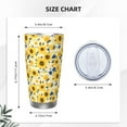 thumbnail image 4 of Picia Navy Blue Leaf Sunflower Pattern 20 oz Tumbler Stainless Steel Vacuum Insulated Coffee Ice Cup Double Wall Travel Flask Dual Lid Water Bottle, Eco-friendly Car Cup-Straw Three-piece Set, 4 of 8
