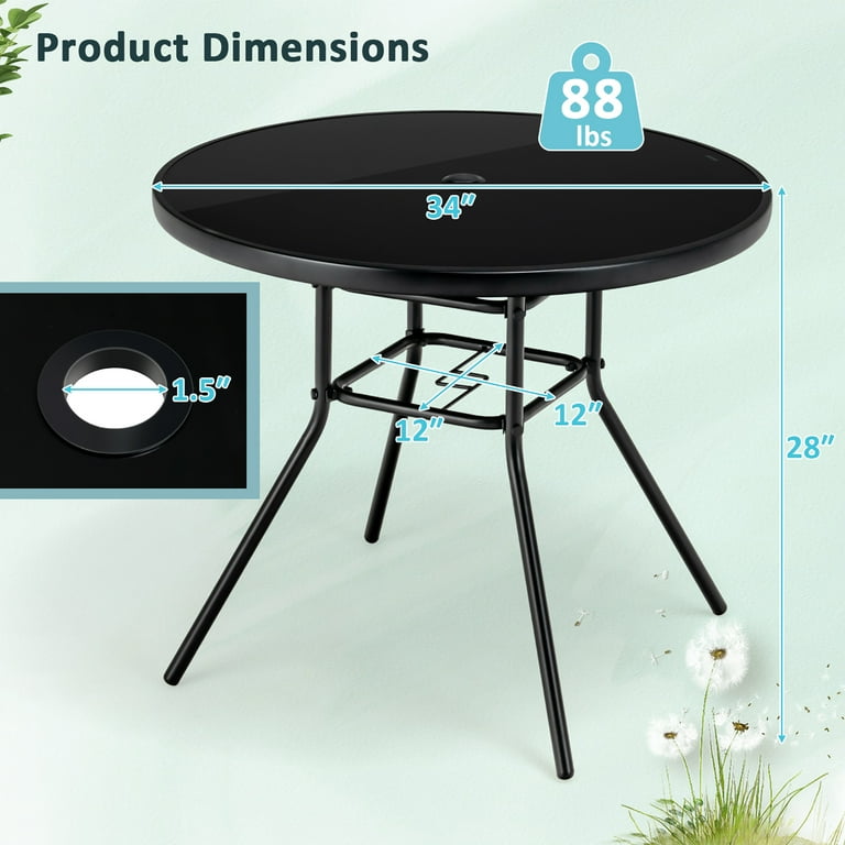 3 piece patio set wuth umbrella hole under 3 Piece Outdoor Dining Set with Umbrella Hole, Aluminum Patio Table and  Chairs for Garden, Backyard & Poolside  Dawninghome