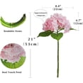 thumbnail image 4 of Xiao Hua 3 hortensias artificiales de 53 cm, grandes, naturales y realistas, con tacto real (rosa), 4 of 4