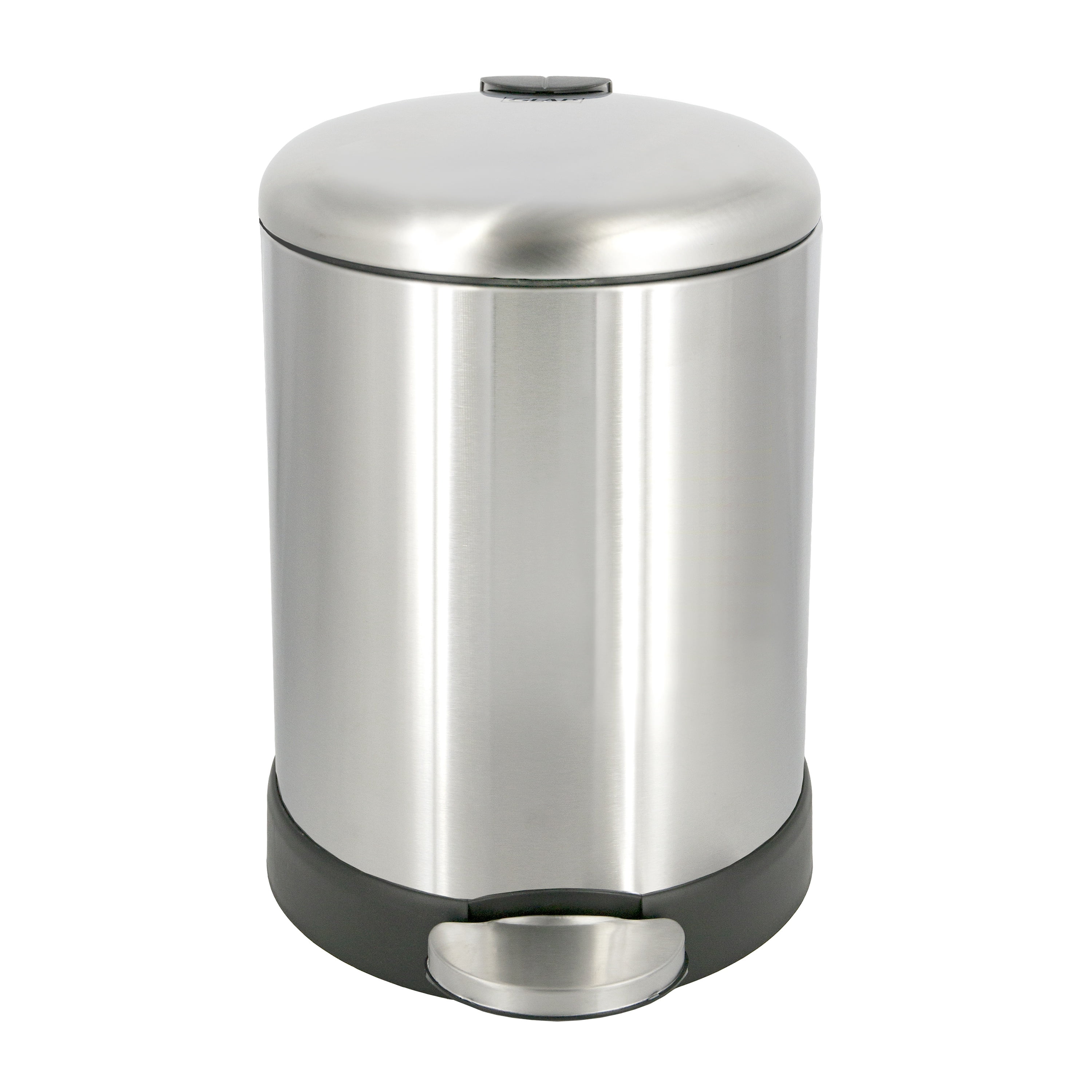 Glad Bathroom Trash Can, 1.2 Gallon Stainless Steel Small Step Garbage Bin with Lid, Silver