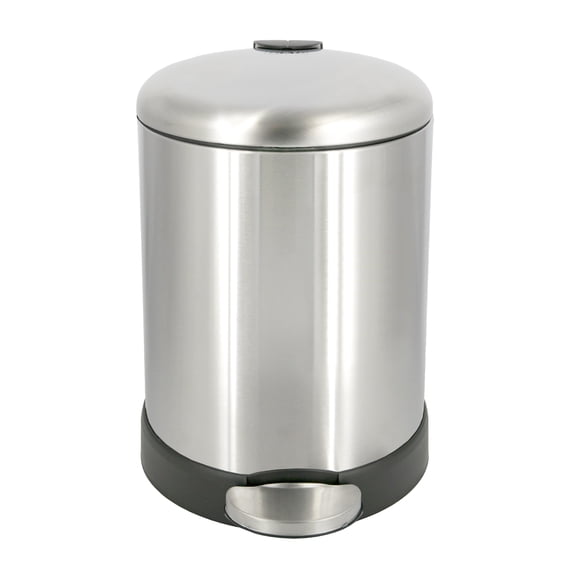 Glad Bathrorom Trash Can, 1.2 Gallon Stainless Steel Small Step Garbage Bin with Lid, Silver