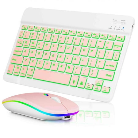 UX030 Lightweight Keyboard and Mouse with Background RGB Light, Multi Device slim Rechargeable Keyboard Bluetooth 5.1 and 2.4GHz Stable Connection Keyboard for TCL 30+