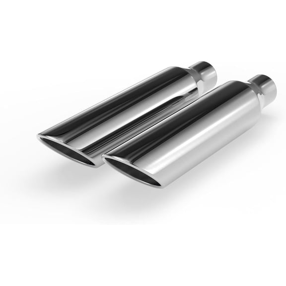 Richeer 2.5 inch Inlet Exhaust Tip, 4" Outlet 18" Overall Length Stainless Steel Exhaust Tip Polished Finish Universal for Vehicles with 2.5" O.D. Tailpipe 2pcs, Rolled Edge, Weld on