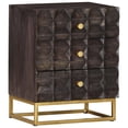 thumbnail image 1 of Mueble de cama VidaXL de madera de mango negro con detalles en latón, 1 of 9