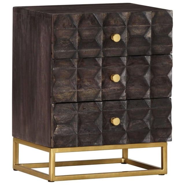 Mueble de cama VidaXL de madera de mango negro con detalles en latón