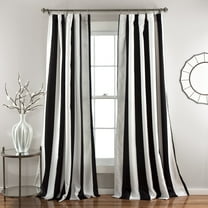 Lush Decor Wilbur Stripe Room Darkening 108" x 52" Stripe Black 100% Polyester 3" Back Tab Rod Pocket Pair Window Panel