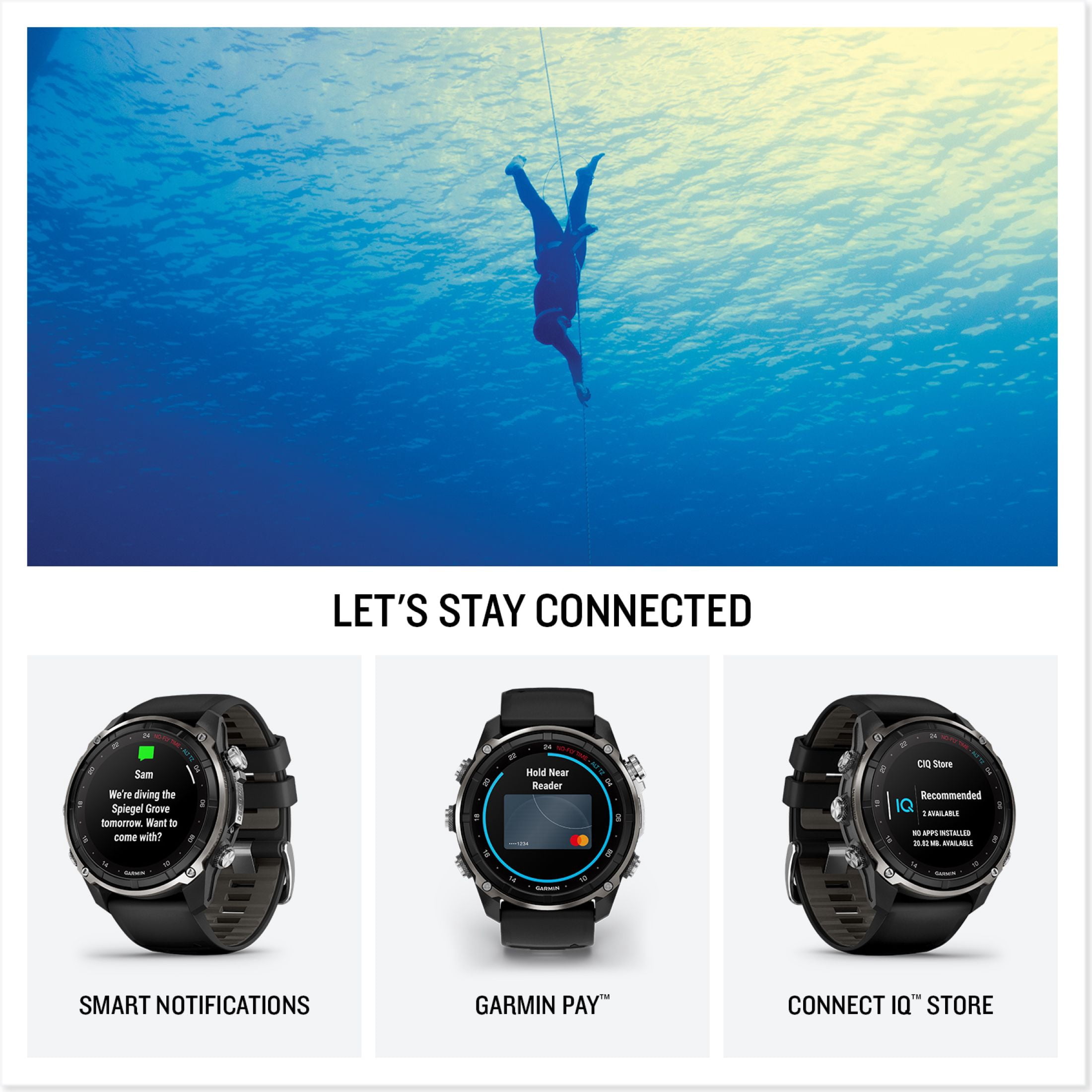 Garmin Descent™ Mk3i – 51 mm Silver and Black PVD Titanium with Black/Pebble Gray Silicone Band