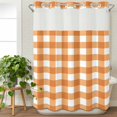 thumbnail image 3 of Orange Plaid No Hook Shower Curtain Waterproof,Bathroom Curtains with Snap in Liners and See Through Top Window,Gradient Geometric Buffalo White Checkered Hotel Bathtub Curtains Shower 72"Wx84"L, 3 of 8