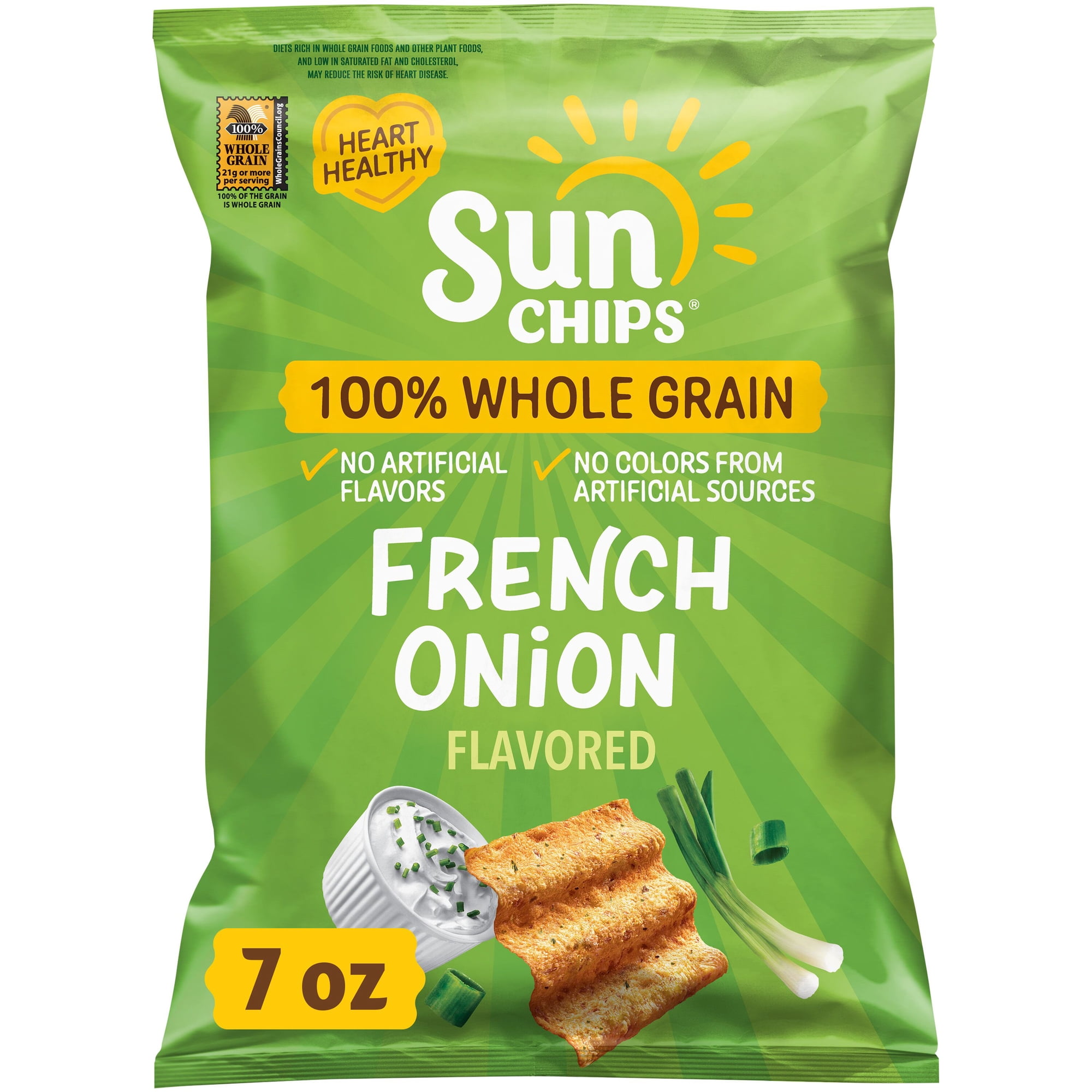 SunChips 100% Whole Grain French Onion Snack Chips Bag, 7 oz